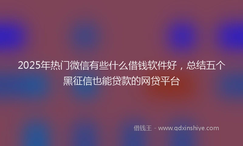 2025年热门微信有些什么借钱软件好，总结五个黑征信也能贷款的网贷平台