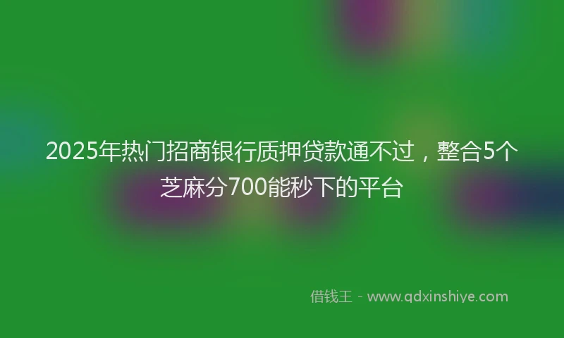 2025年热门招商银行质押贷款通不过，整合5个芝麻分700能秒下的平台