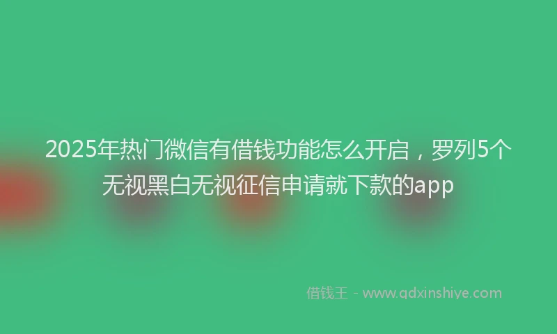 2025年热门微信有借钱功能怎么开启，罗列5个无视黑白无视征信申请就下款的app