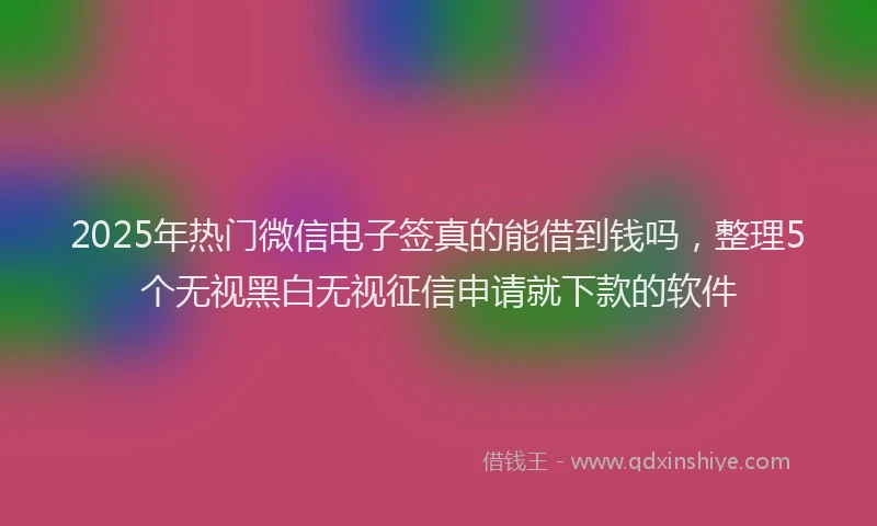 2025年热门微信电子签真的能借到钱吗，整理5个无视黑白无视征信申请就下款的软件