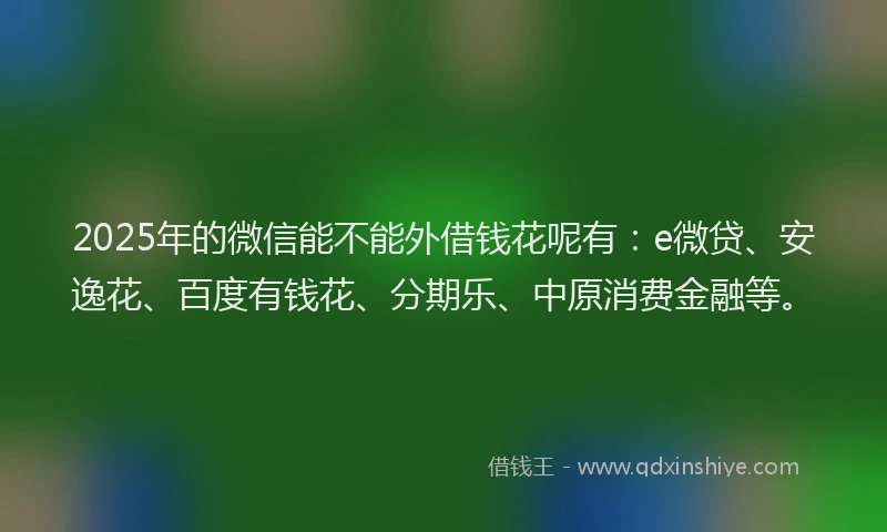 2025年的微信能不能外借钱花呢有：e微贷、安逸花、百度有钱花、分期乐、中原消费金融等。
