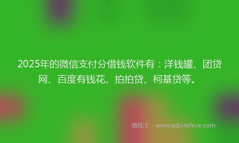 2025年的微信支付分借钱软件有：洋钱罐、团贷网、百度有钱花、拍拍贷、柯基贷等。
