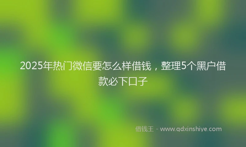 2025年热门微信要怎么样借钱，整理5个黑户借款必下口子