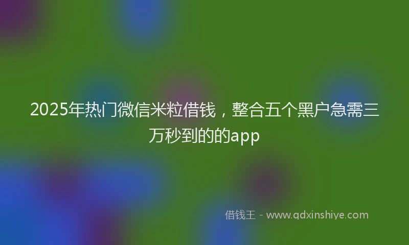 2025年热门微信米粒借钱，整合五个黑户急需三万秒到的的app