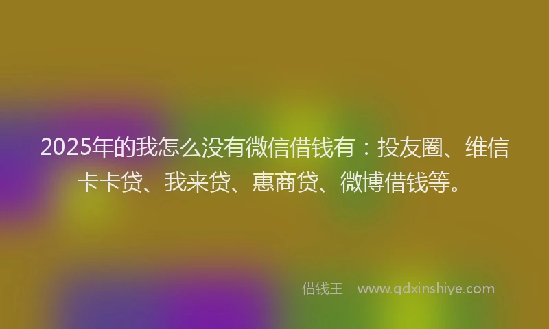 2025年的我怎么没有微信借钱有：投友圈、维信卡卡贷、我来贷、惠商贷、微博借钱等。