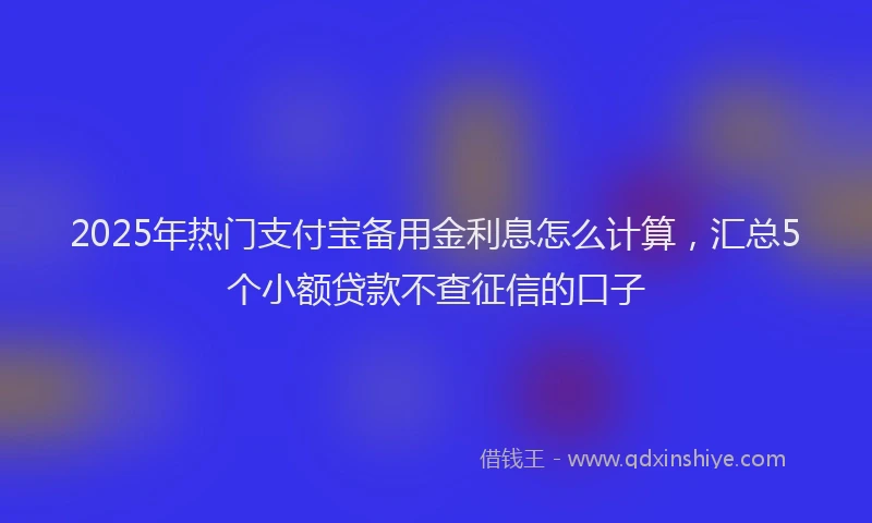 2025年热门支付宝备用金利息怎么计算，汇总5个小额贷款不查征信的口子