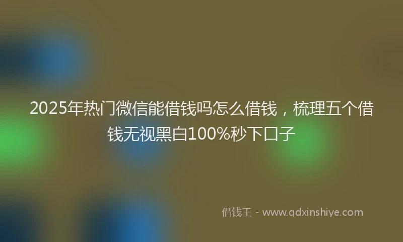 2025年热门微信能借钱吗怎么借钱，梳理五个借钱无视黑白100%秒下口子
