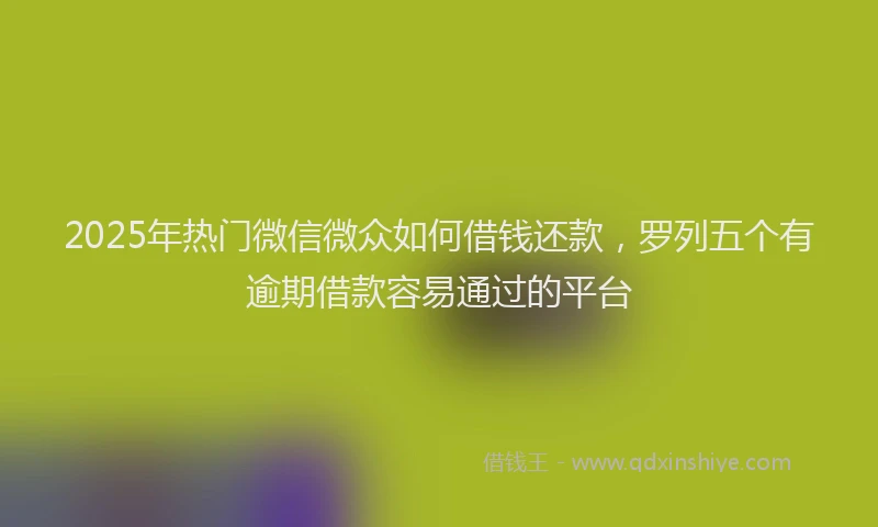 2025年热门微信微众如何借钱还款，罗列五个有逾期借款容易通过的平台