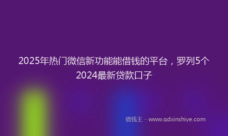 2025年热门微信新功能能借钱的平台，罗列5个2024最新贷款口子