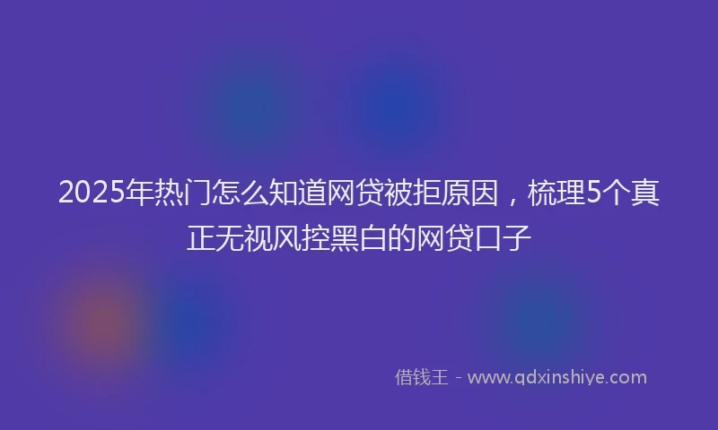 2025年热门怎么知道网贷被拒原因，梳理5个真正无视风控黑白的网贷口子