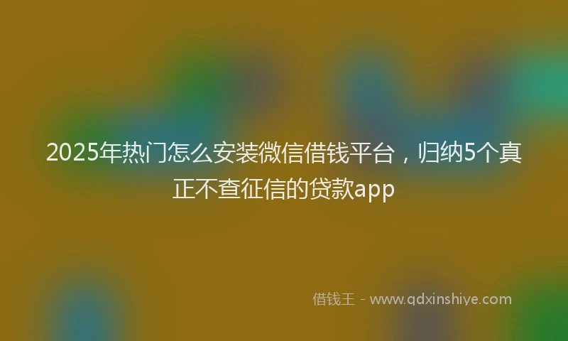 2025年热门怎么安装微信借钱平台，归纳5个真正不查征信的贷款app
