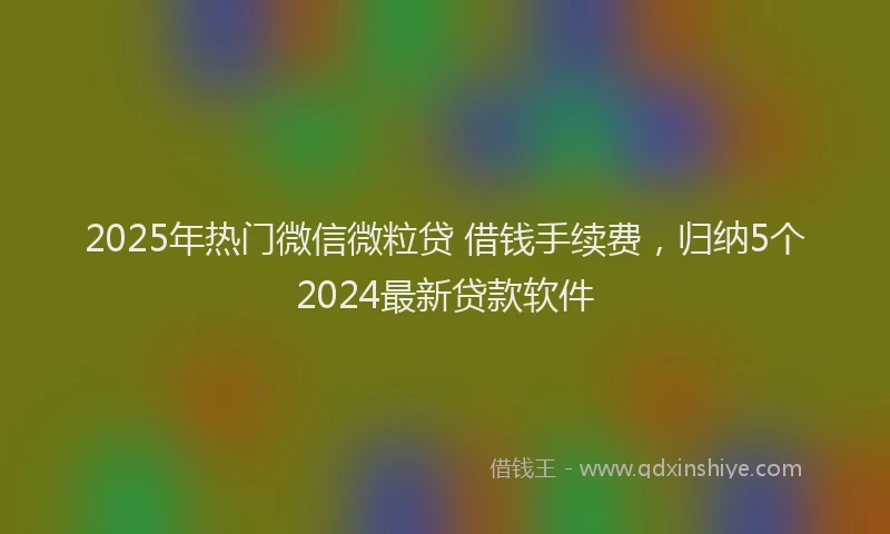 2025年热门微信微粒贷 借钱手续费，归纳5个2024最新贷款软件