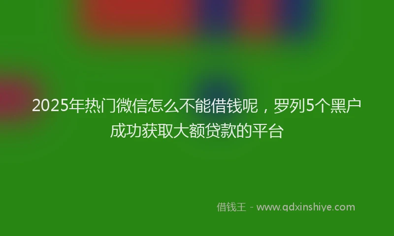2025年热门微信怎么不能借钱呢，罗列5个黑户成功获取大额贷款的平台