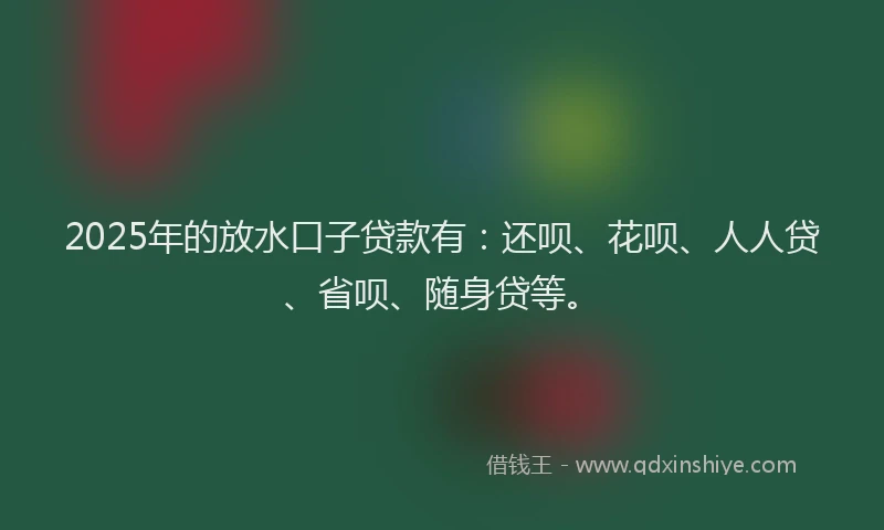 2025年的放水口子贷款有：还呗、花呗、人人贷、省呗、随身贷等。