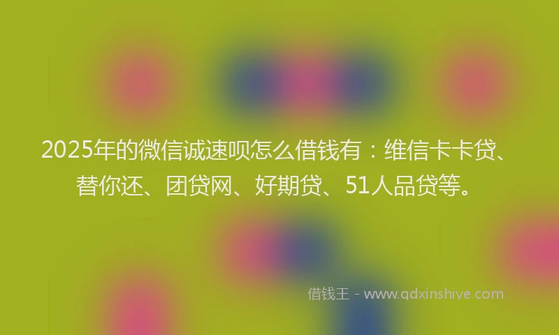 2025年的微信诚速呗怎么借钱有：维信卡卡贷、替你还、团贷网、好期贷、51人品贷等。
