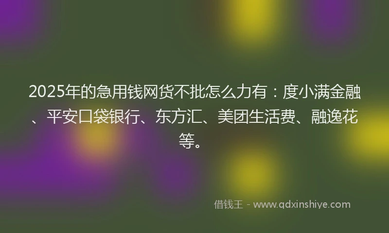 2025年的急用钱网货不批怎么力有：度小满金融、平安口袋银行、东方汇、美团生活费、融逸花等。