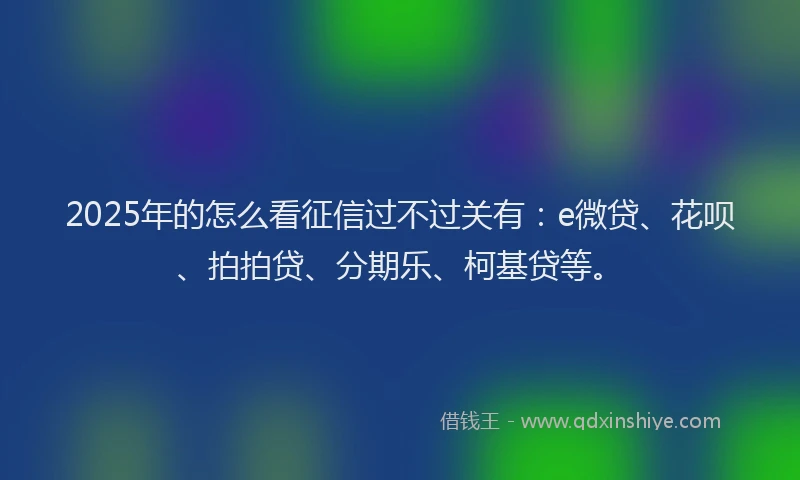 2025年的怎么看征信过不过关有：e微贷、花呗、拍拍贷、分期乐、柯基贷等。