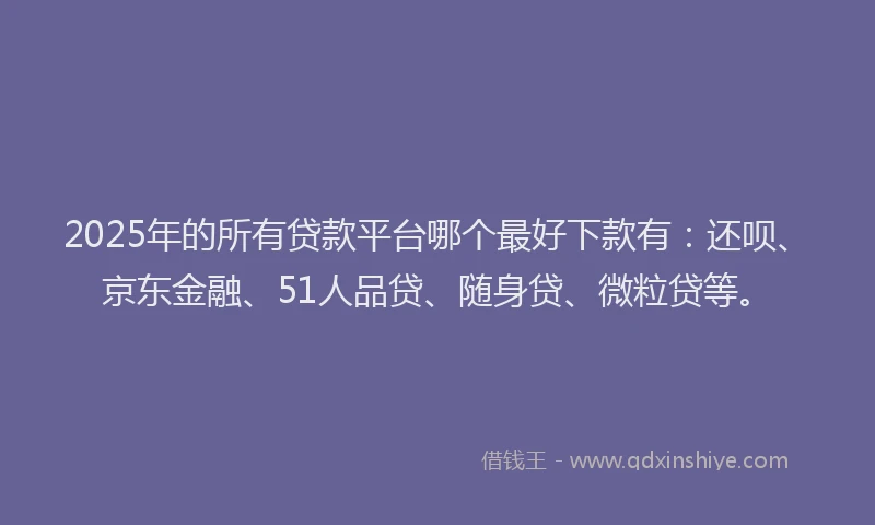 2025年的所有贷款平台哪个最好下款有：还呗、京东金融、51人品贷、随身贷、微粒贷等。