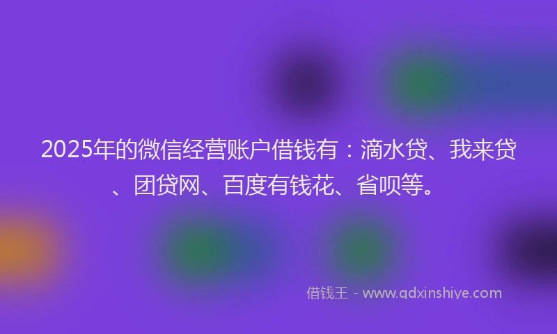 2025年的微信经营账户借钱有：滴水贷、我来贷、团贷网、百度有钱花、省呗等。