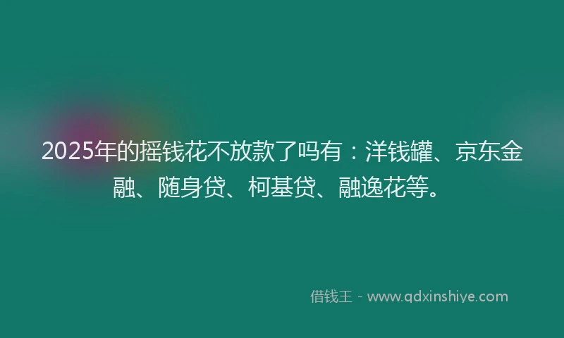2025年的摇钱花不放款了吗有：洋钱罐、京东金融、随身贷、柯基贷、融逸花等。