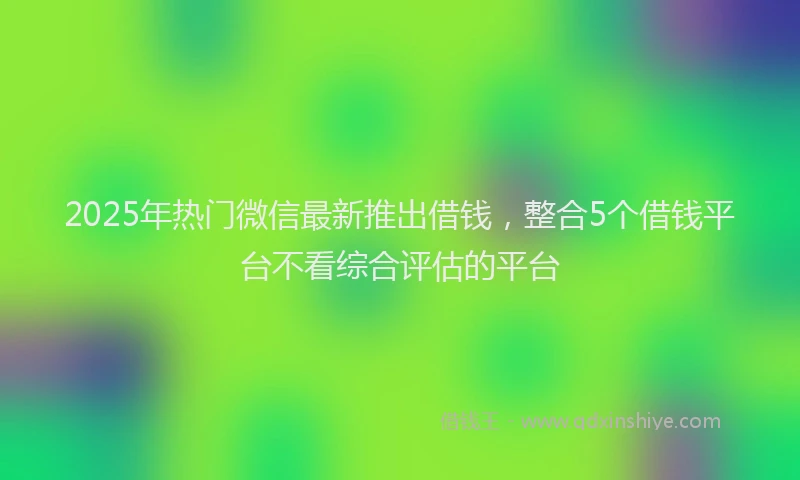 2025年热门微信最新推出借钱，整合5个借钱平台不看综合评估的平台