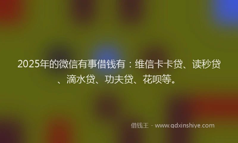 2025年的微信有事借钱有：维信卡卡贷、读秒贷、滴水贷、功夫贷、花呗等。