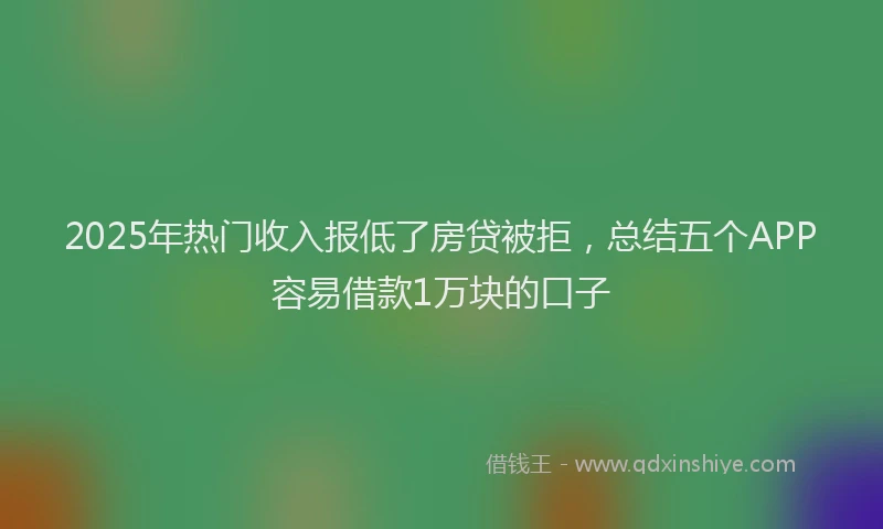2025年热门收入报低了房贷被拒，总结五个APP容易借款1万块的口子