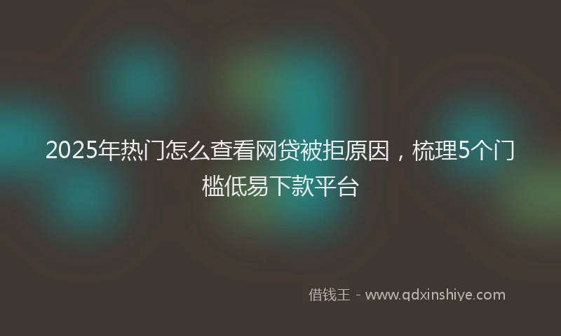 2025年热门怎么查看网贷被拒原因，梳理5个门槛低易下款平台
