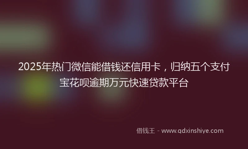 2025年热门微信能借钱还信用卡，归纳五个支付宝花呗逾期万元快速贷款平台