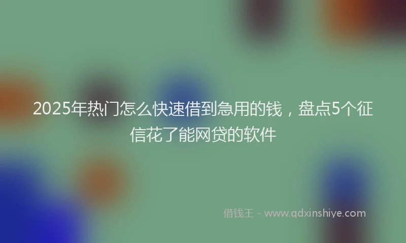 2025年热门怎么快速借到急用的钱，盘点5个征信花了能网贷的软件