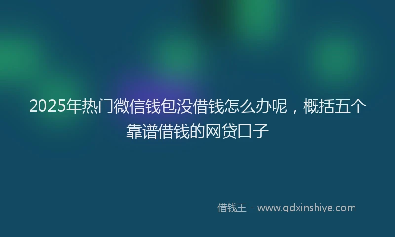 2025年热门微信钱包没借钱怎么办呢，概括五个靠谱借钱的网贷口子