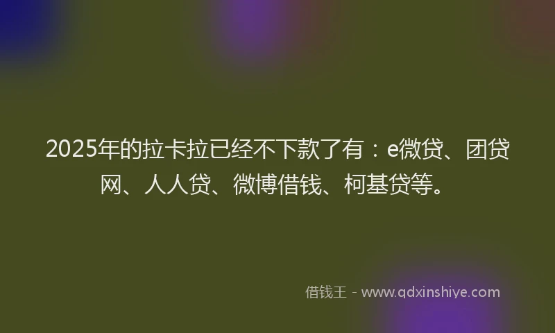 2025年的拉卡拉已经不下款了有:e微贷、团贷网、人人贷、微博借钱、柯基贷等。