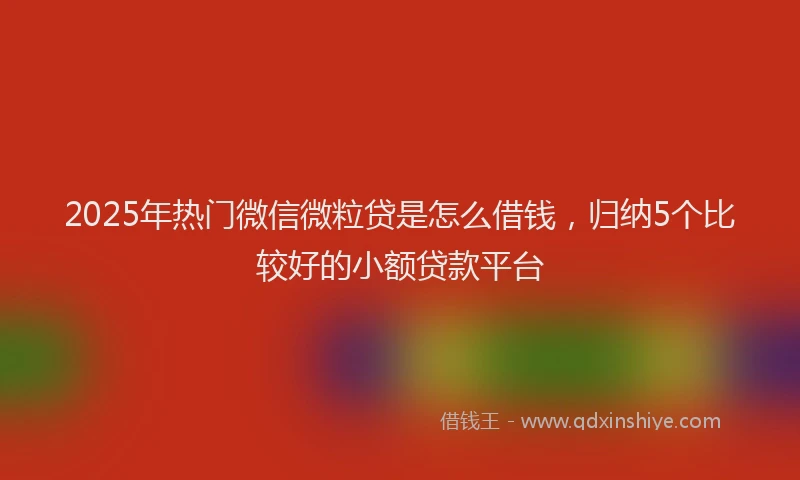 2025年热门微信微粒贷是怎么借钱，归纳5个比较好的小额贷款平台