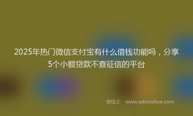 2025年热门微信支付宝有什么借钱功能吗，分享5个小额贷款不查征信的平台