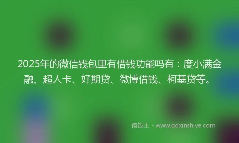2025年的微信钱包里有借钱功能吗有：度小满金融、超人卡、好期贷、微博借钱、柯基贷等。