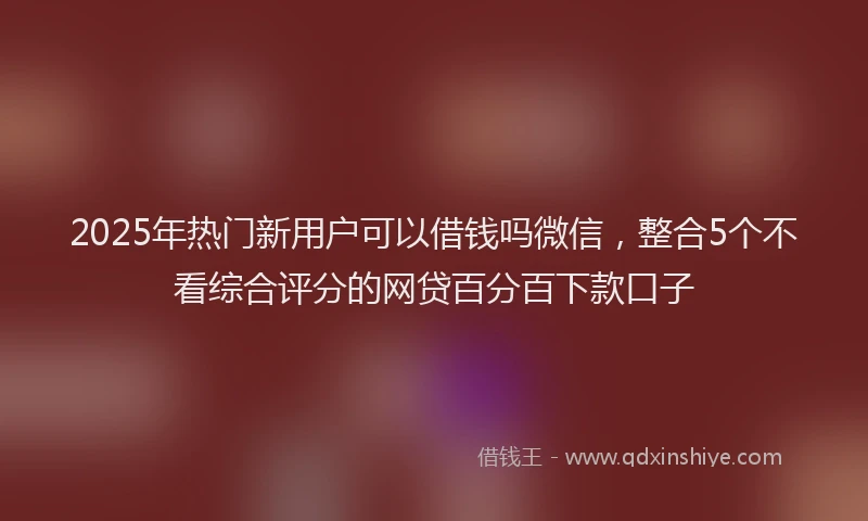 2025年热门新用户可以借钱吗微信，整合5个不看综合评分的网贷百分百下款口子