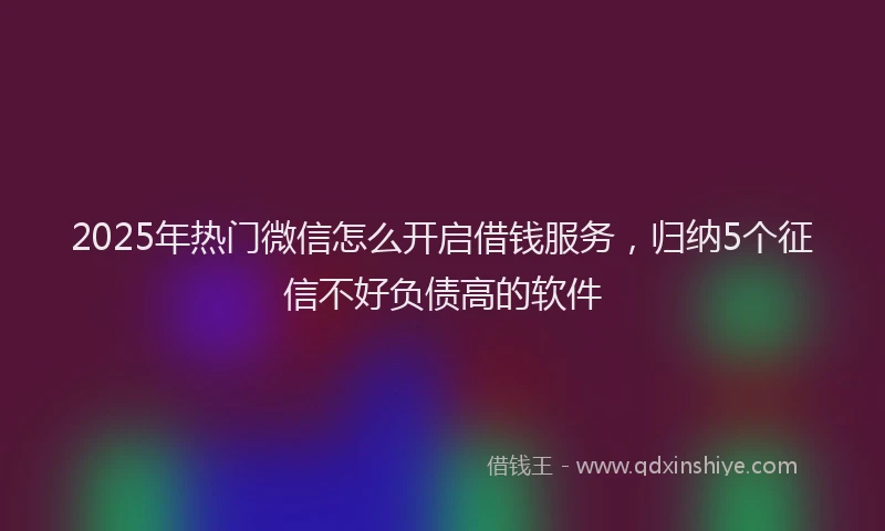 2025年热门微信怎么开启借钱服务，归纳5个征信不好负债高的软件