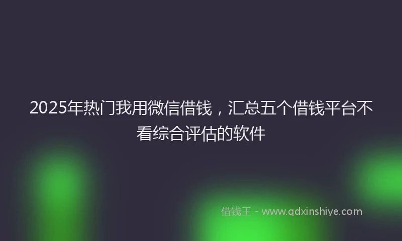 2025年热门我用微信借钱，汇总五个借钱平台不看综合评估的软件