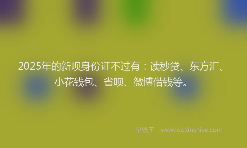 2025年的新呗身份证不过有：读秒贷、东方汇、小花钱包、省呗、微博借钱等。