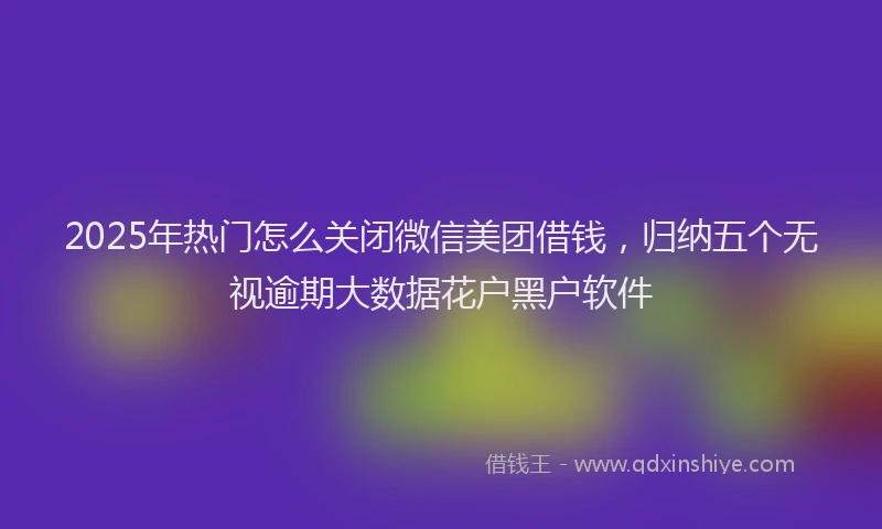 2025年热门怎么关闭微信美团借钱，归纳五个无视逾期大数据花户黑户软件