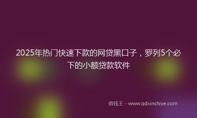 2025年热门快速下款的网贷黑口子，罗列5个必下的小额贷款软件