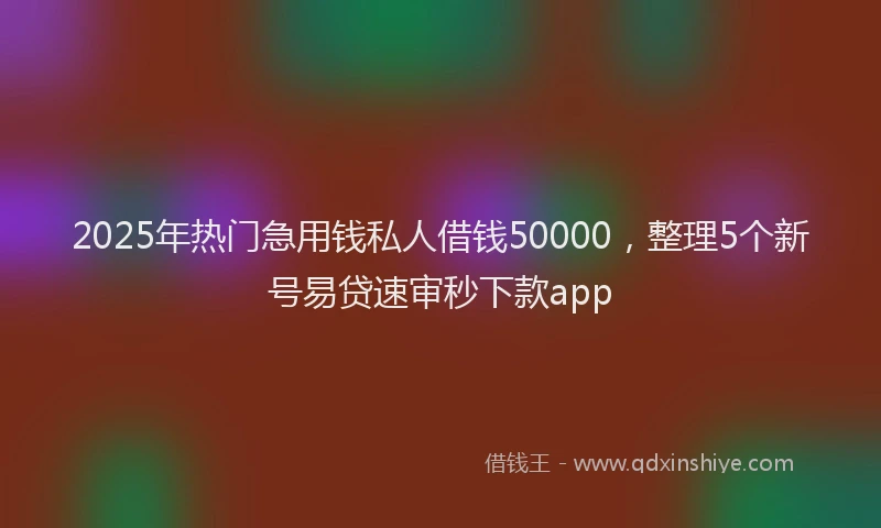 2025年热门急用钱私人借钱50000，整理5个新号易贷速审秒下款app