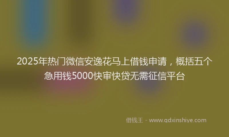 2025年热门微信安逸花马上借钱申请，概括五个急用钱5000快审快贷无需征信平台