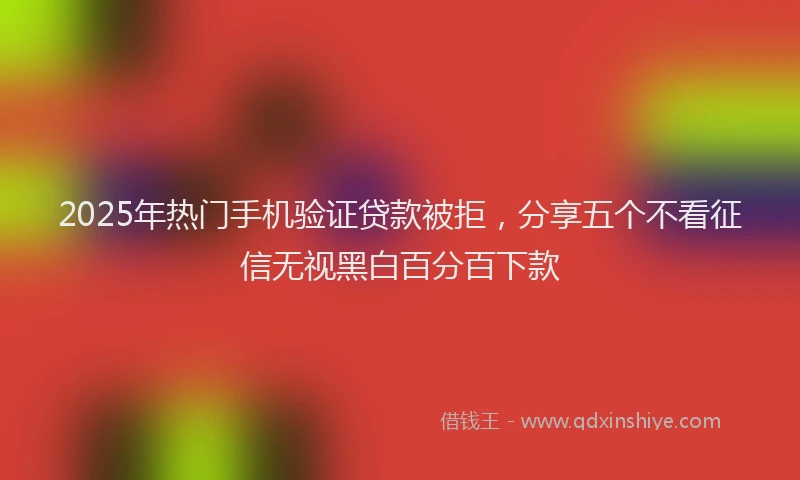 2025年热门手机验证贷款被拒，分享五个不看征信无视黑白百分百下款