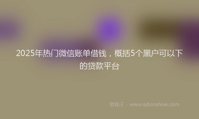 2025年热门微信账单借钱，概括5个黑户可以下的贷款平台
