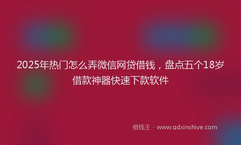 2025年热门怎么弄微信网贷借钱，盘点五个18岁借款神器快速下款软件