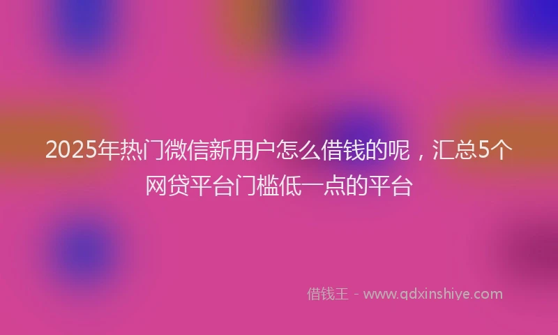 2025年热门微信新用户怎么借钱的呢，汇总5个网贷平台门槛低一点的平台