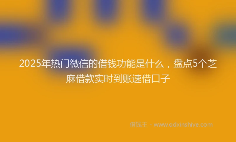 2025年热门微信的借钱功能是什么，盘点5个芝麻借款实时到账速借口子