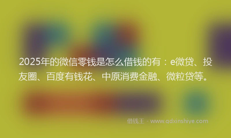 2025年的微信零钱是怎么借钱的有：e微贷、投友圈、百度有钱花、中原消费金融、微粒贷等。