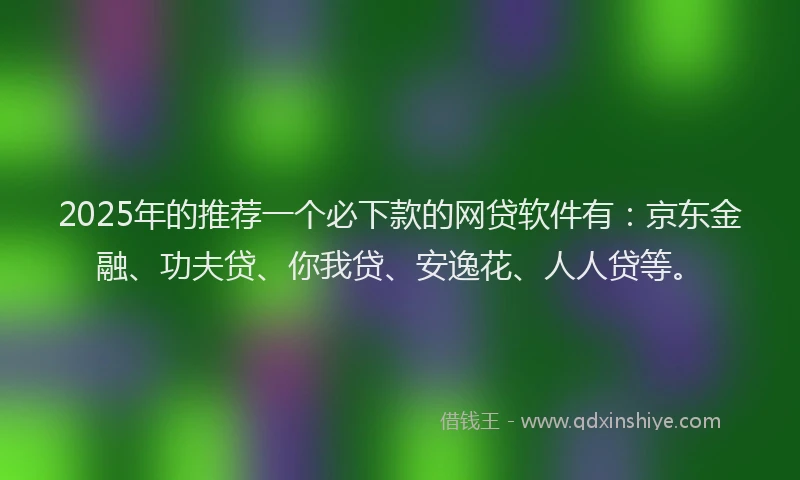 2025年的推荐一个必下款的网贷软件有：京东金融、功夫贷、你我贷、安逸花、人人贷等。